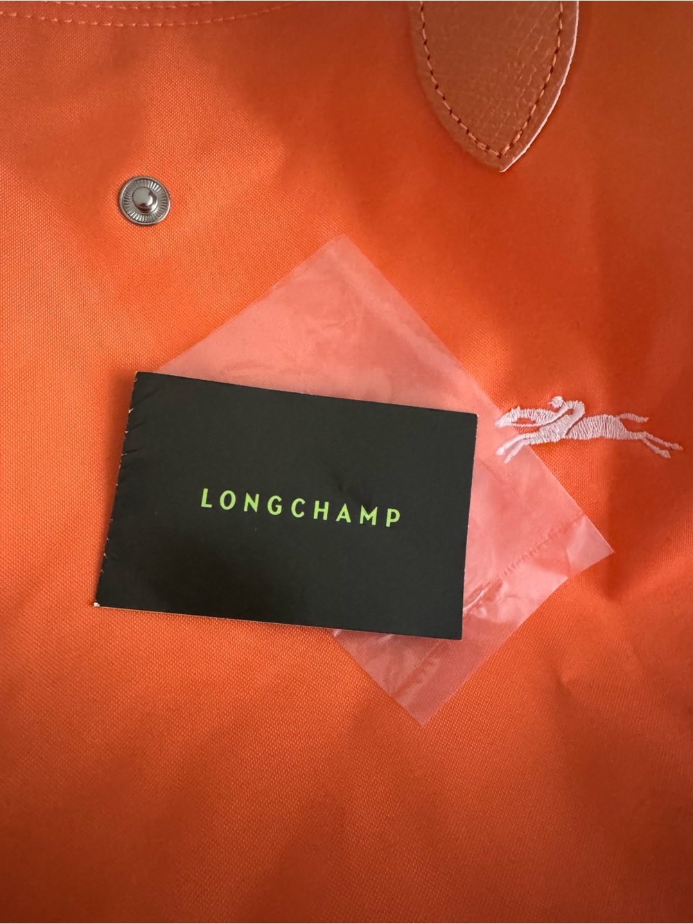 Longchamp Le Pliage Original Large Shoulder Tote Bag Orange Recycled Canvas - Picture 13 of 13